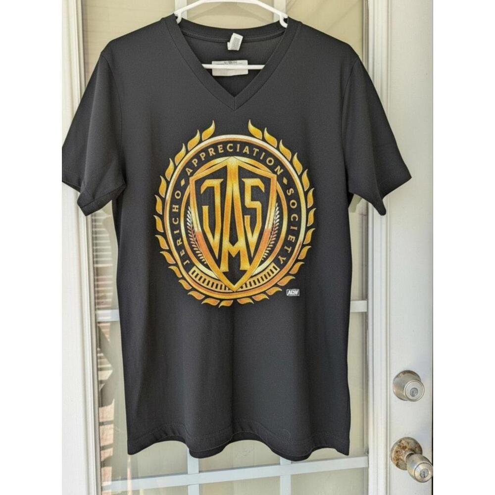 New Jericho Appreciation Society AEW V-Neck Tee Medium Black Chris Jericho Y2J - Picture 2 of 6